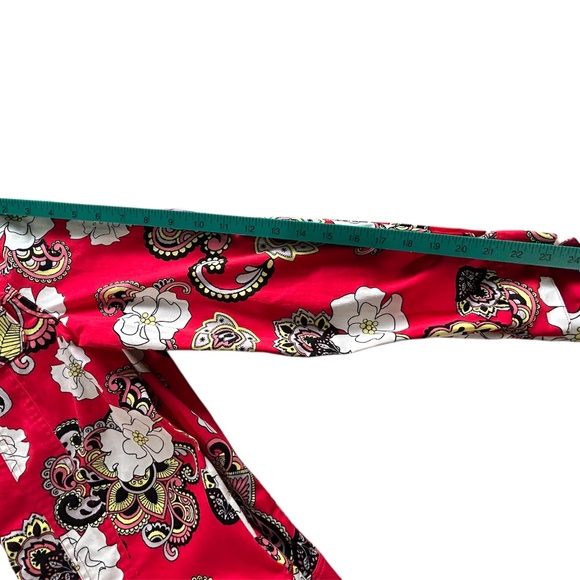 Red Print Jacket 8 Button Up Lightweight Artsy - Picture 3 of 9